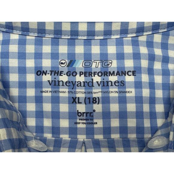 Vineyard Vines Youth Boys On-The-Go Performance Check Button Up Shirt - XL (18) - Picture 3 of 3